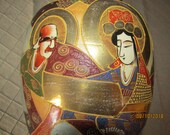 Vintage Satsuma Ware Moriage Large 13 quot Pottery Urn Vase Made in Japan Geisha Warrior Gold Trim Hand Painted