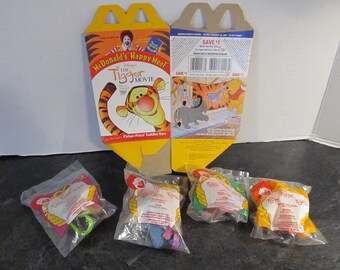 2 NEW HAPPY MEAL BOXES! MCDONALD'S DISNEY TIGGER MOVIE SET OF 6 SOFT TOY MIP 