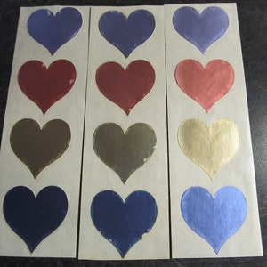 Vintage UNDATED Mrs Grossman Stickers By the Yard Pearl Foil Pastel Hearts / 3 Strips  / Rare Hard to Find Stickers