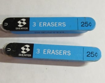 2 Vintage Sheaffer's U Type Erasers Refills / NOS 3 Erasers in Original Metal tin / 25C / Fort Madison Iowa / Made in USA