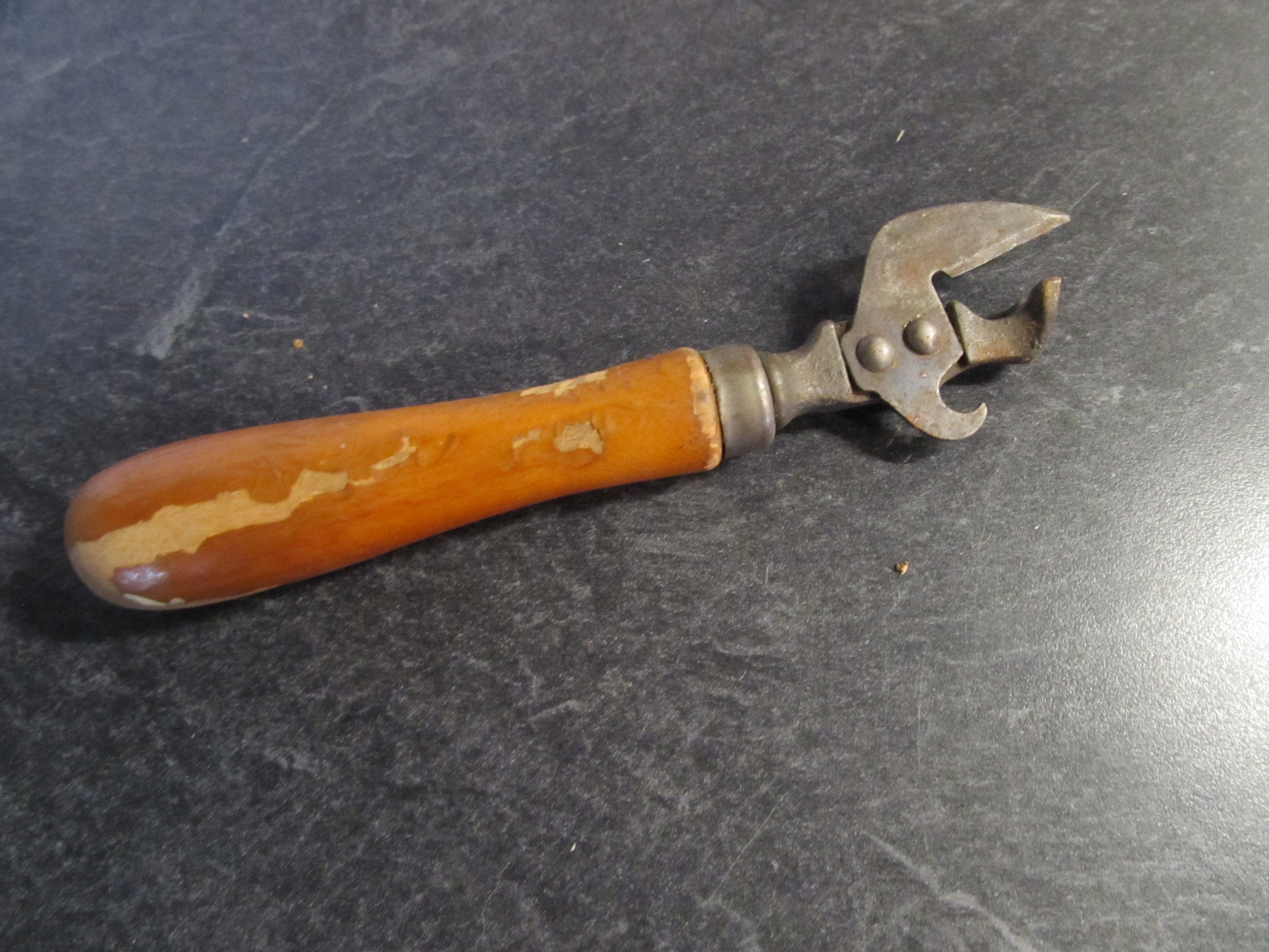 Vintage Iron & Wooden Handle Tin Can Opener Decorative Collectible CO14
