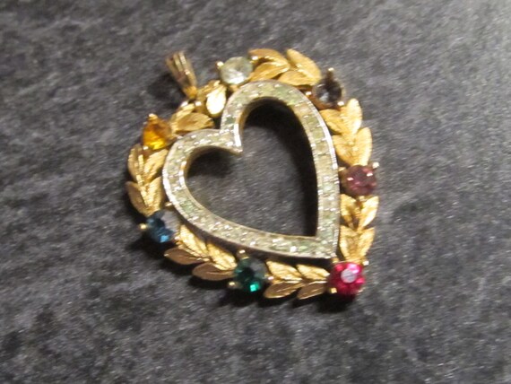 Vintage Signed Crown Trifari "Dearest" Heart Pend… - image 5