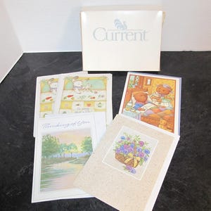 5 Vintage Current Catalog USA Get Well Cards / Original Box / Blank Unused Cards / Animal Critter Get Well Soon!