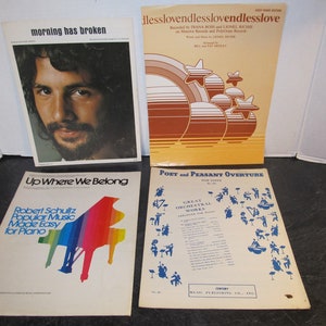 Vintage Sheet Music Songs/ Choice / Morning Has Broken Cat Stevens/ Endless Love / Up Where We Belong/ Poet and Peasant Oveture von Suppe