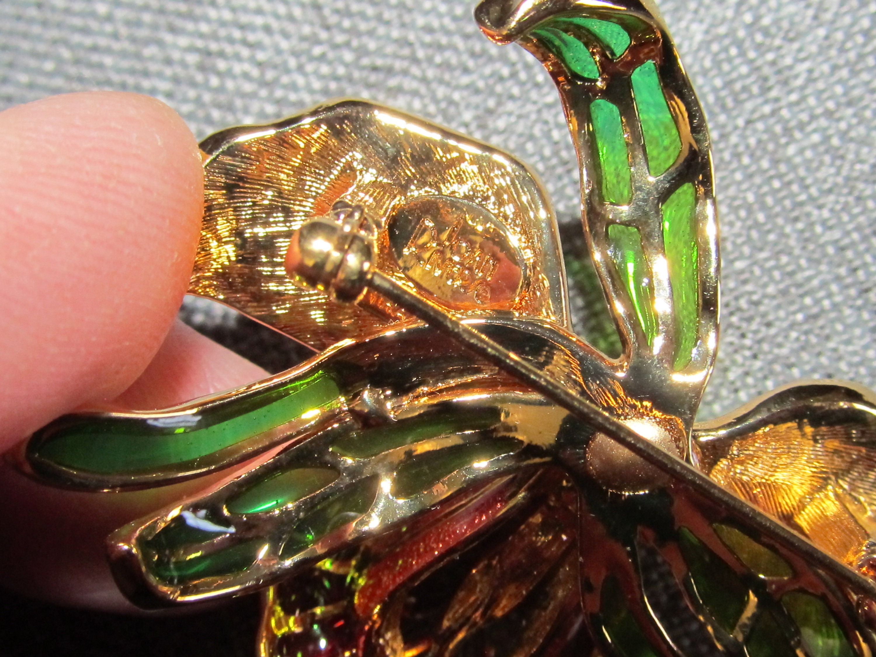 Vintage Signed Joan Rivers Plique-a-jour Crystal & Stained