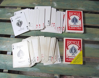 2 Decks Vintage Bicycle Rider Back Playing Cards Complete Original Boxes USA