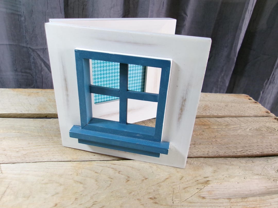 Shadowbox Window Vintage Blue & White Shadowbox Window Frame Picture Photo Frame - Etsy