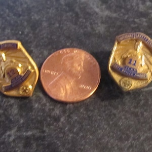 2 Vintage National Safety Council Safe Driver Awards Screw Back Pins / 11 Year & 12 Year Award Pins