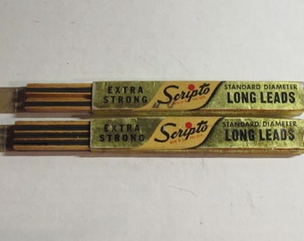 2 Vintage Extra Strong Scripto Standard Diameter Long Leads Refill Packs - Gold Label