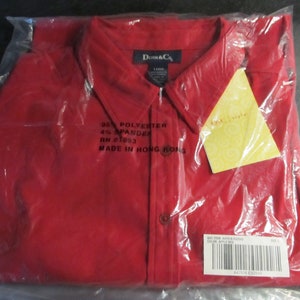 Vintage Denim & Co Apple Red Soft Button Up Tunic Blouse From QVC / Size Large / New In Package