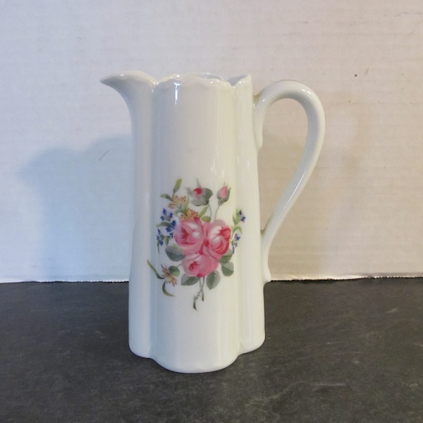 Vintage Haviland France Limoges Zale's Exclusive Pink Roses Miniature 5 1/2" tall Bud Vase Pitcher / Cream Pitcher