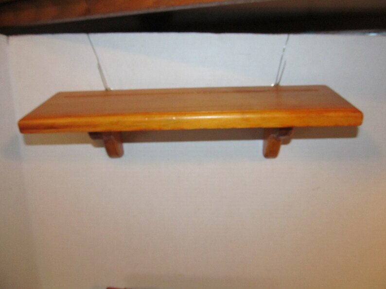 2 Vintage Solid Oak Wood Wall Shelves With Plate Grooves Etsy