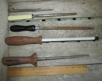 Choice of Vintage Honing / Sharpening Rods - Chicago Cutlery / Ekco Forge/ Rowoco Fischer France/ Will Sharpen Stainless / Sheffield England