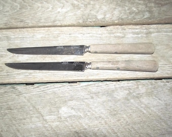 2 Vintage Case XX Chromium Patent No 2147079 8 7/8" Wood Handled Metal Riveted Knives