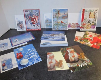 8 Different Christmas / Season's Greetings / Holiday Greeting Cards / Matching Printed Envelopes /DAV / Christmas Puppies / Santa / More