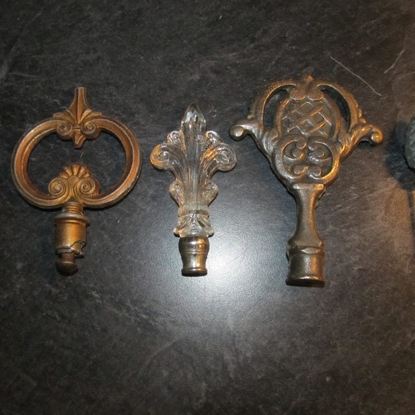 Vintage Lamp Finials / Finial Extenders - You Choose - 2" Brass Extender/Lead Art Deco/Glass Fluer De Lis/ Art Deco Aluminum /Lead Pineapple