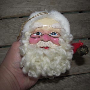 Vintage Kurt Russel Santa&#39;s World Santa Head Christmas Ornament / Original Box