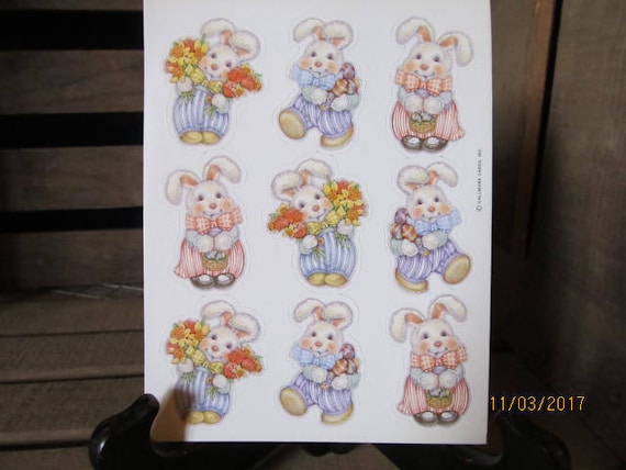 Vintage Gibson Sticker Pack 1980/'s 1990/'s Easter Bunnies 3 Sheets per Package