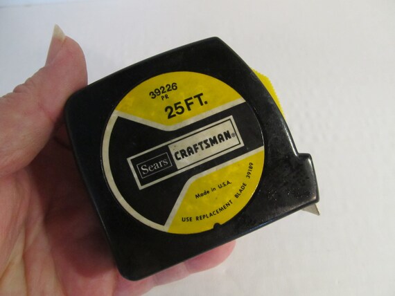 Vintage Sears Craftsman 25 Ft Measuring Tape Model 39226 Black