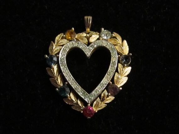 Vintage Signed Crown Trifari "Dearest" Heart Pend… - image 2