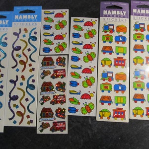 ~ Sparkle Happy Smiley Faces Green Pink Blue Hambly Studio Glitter Stickers  ~