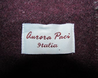 Vintage Aurora Paci 100% Wool Burgundy / Gray -Italian Ruana Scarf Shawl  Pashmina Wrap RN 75343 - 31 Wide 74 Long - Made in Italy