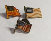 3 Different Vintage Lapel Hatpins - US United States Flag Hatpins Brooches