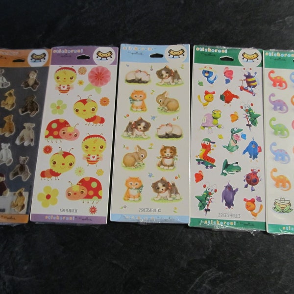 Hallmark Stickeroni Stickers Pack / Choice / Brontosaurus / Birds & Bugs/ Baby Animals/ Pink Ladybugs / OR Jointed Teddy Bears