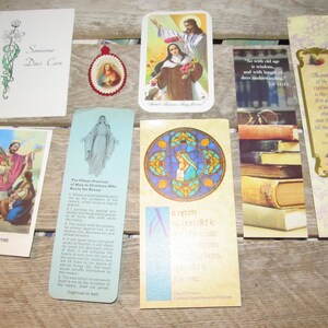8 Vintage Catholic Christian Prayer Cards / Bookmarks ~ Someone Does Care~ St Therese Pray for Us~ St Valentine~ Fifteen Promises of Mary