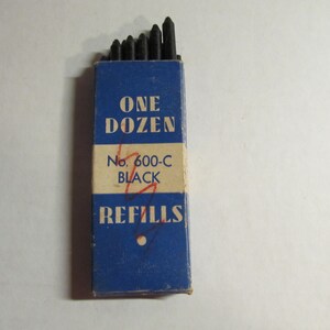 Vintage Tweeten One Dozen No 600-C Black Refills / Taylor Made Pencil Co / South Bend Indiana