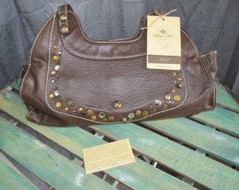 Patricia Nash Leather Ergo Satchel Purse Bag/ Soft Veg Tan Collection/ Chocolate / New with Tags