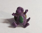 Vintage Rare Hard to Find Barney the Purple Dinosaur Lapel Hatpin Pin Brooch 3 4 quot Tall Purple Green Dinosaur Pin