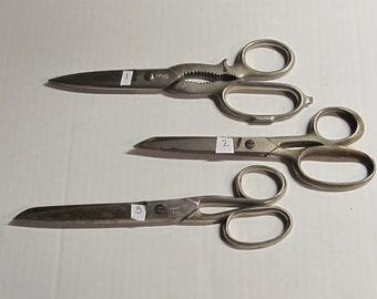 Choice Vintage Scissors /8 1/4" Clauss USA Utility Scissors Opener / 7 1/4" Hot Forged Superior Solingen / 8" Sammann Italy
