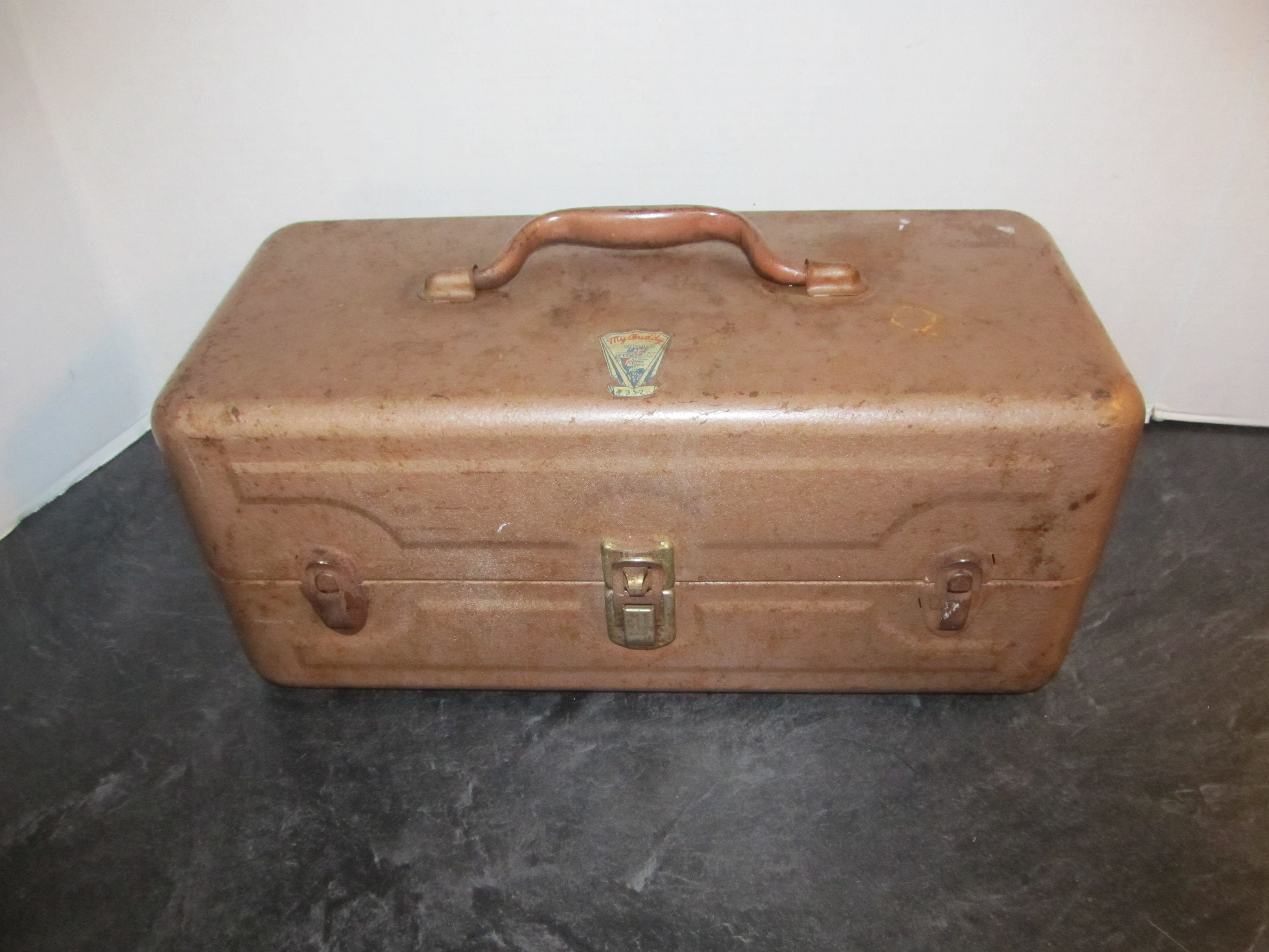 Vintage My Buddy 352 Falls City Gold / Bronze / Brown Metal 3 Tray Fishing  Tackle Box / Tool Box 15 Long 