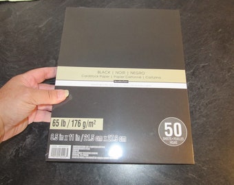 Recollections Black Noir Negro Cardstock Paper Acid Lignin Free Scrapbook  Paper 50 Sheets 8.5 X 11 Sealed Pack 