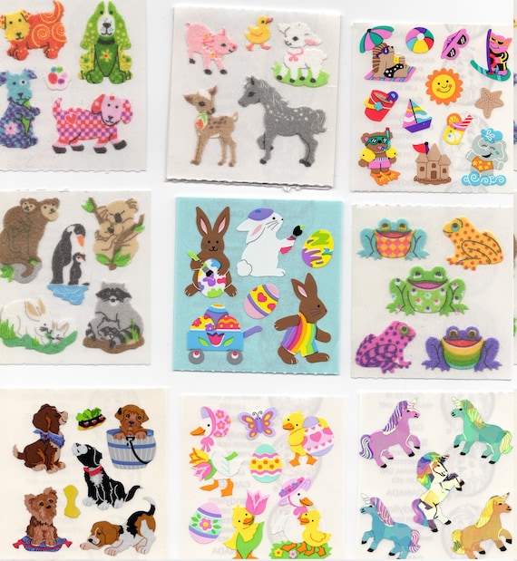 1 Square VTG PRISMATIC Stickers/' MINI Sandylion ANIMAL FRIENDS PLAYING MUSIC