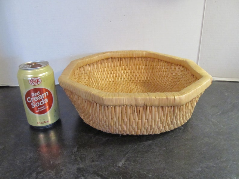 Vintage Octagon Shaped Woven Fruit Basket / Tabletop Basket Etsy