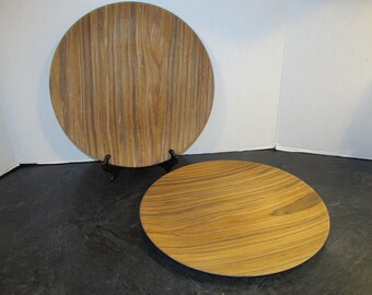 2 Vintage 1960's Otagiri Teak Bentwood Danish Mid Century Modern 12 7/8" Round Servers Platters Plates Trays Chargers