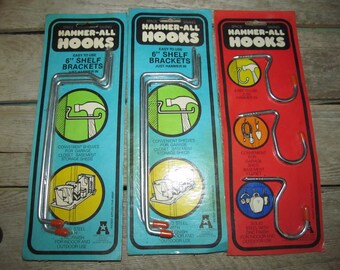 Vintage Hammer-all Hooks ~ Choice ~ Set of 2 6" Shelf Brackets or Set of 3  Hooks - Made in America - Etsy