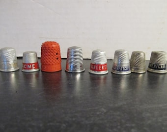 Vintage Aluminum / Advertising Sewing Thimbles - You Choose -American Insurance / Churngold/ Dispatch Insurance/ Singer Sewing/ Acme Laundry