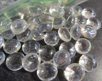 1 Pound 4 Oz Bag Clear Glass Flat Marbles Slugs Domed Pebbles Mosaics Jewelry Bowl Filler