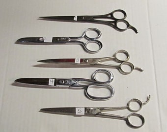 Choice Vintage Scissors /7 3/8" StaSharp /6" Griffon Italy Chrome /7 1/4" Keen Kutter /6 1/2" Richards of Sheffield England/ 7 1/4" Jackson