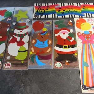 Vintage Sandylion Stickers / Gifts Stick-Arounds / Super RARE Stickers ~ Choice ~ Mylar Teddy Birthday/  Santa / Best Wishes/ Stilts Clown