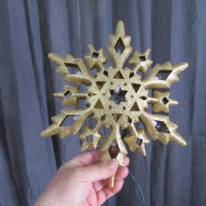 Gold Star Christmas Tree Topper Window Decor Light Up Gold Glitter Sparkles Tested & Working 10 1/2&quot; Tall