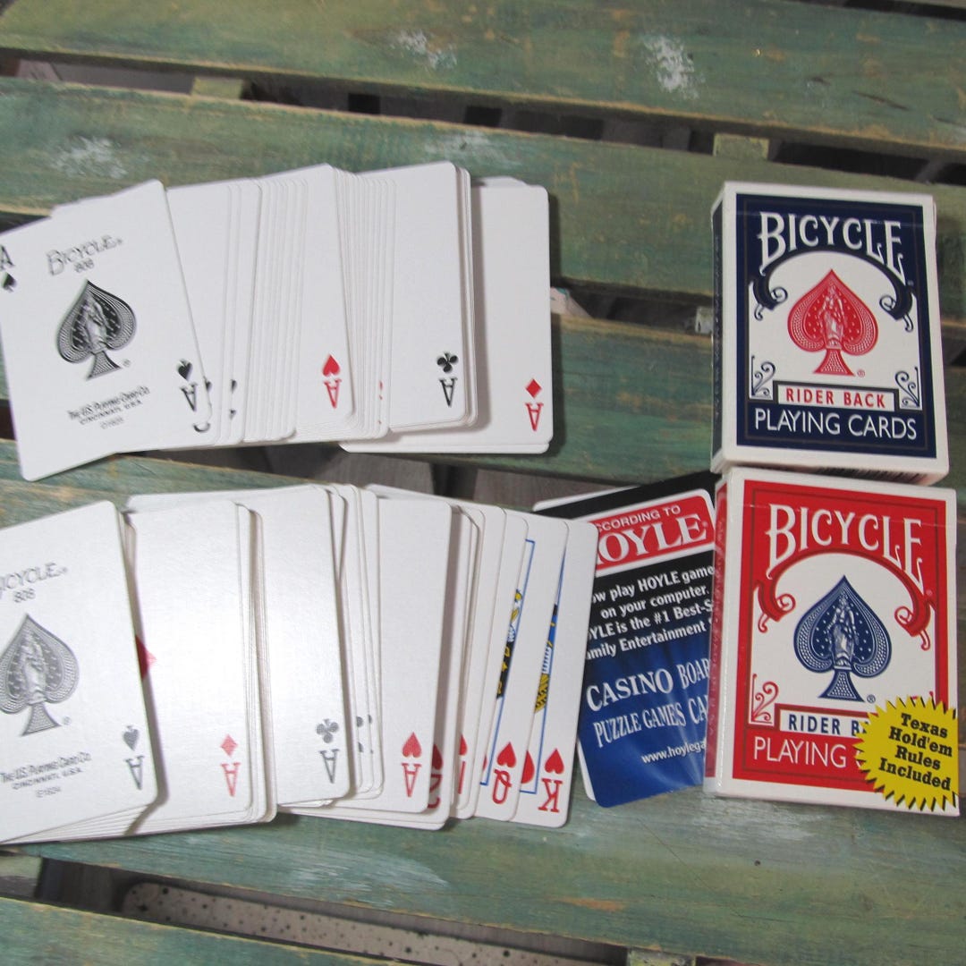2 Decks Vintage Bicycle Air Cushion Rider Back Playing Cards Complete ...