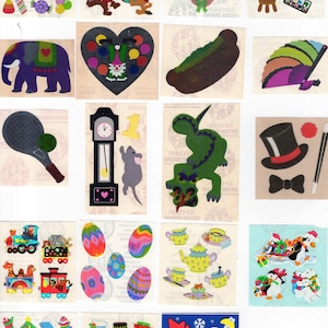 Vintage 80&#39;s 90&#39;s Sandylion Stickers / 20 Choices / Fuzzy Pearl Opal Prismatic Mylar / Animals / Rainbows / Butterflies/ Flowers/ More
