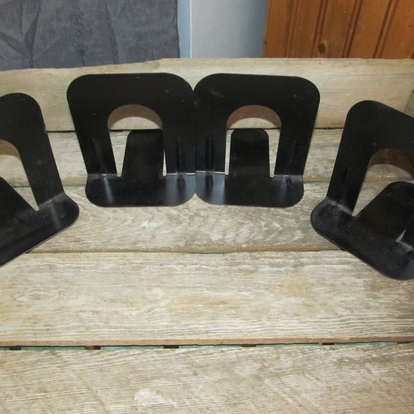Set of 7 Black Flat Metal Bookends / Library Bookshelf 5" Tall  Stacking Bookends