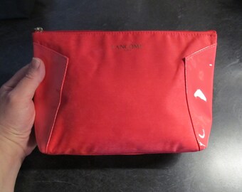 Vintage Lancome Paris Zippered Cosmetic Travel Makeup Bag Choice Red Glitter Rose Charm Hot Pink Faux Suede or Black Pink 2 Piece Etsy