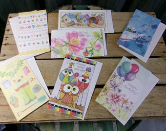 7 Vintage EPVA Birthday Greeting Cards ~ Made in USA - Happy Birthday!!