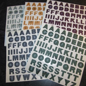 Vintage Mrs Grossman Stickers /Choice ~Extravagant Papier Alphabet ABC Stickers /Viridian Green/ Slate Gray/ Aubergine Purple/ Sable/ Bleu